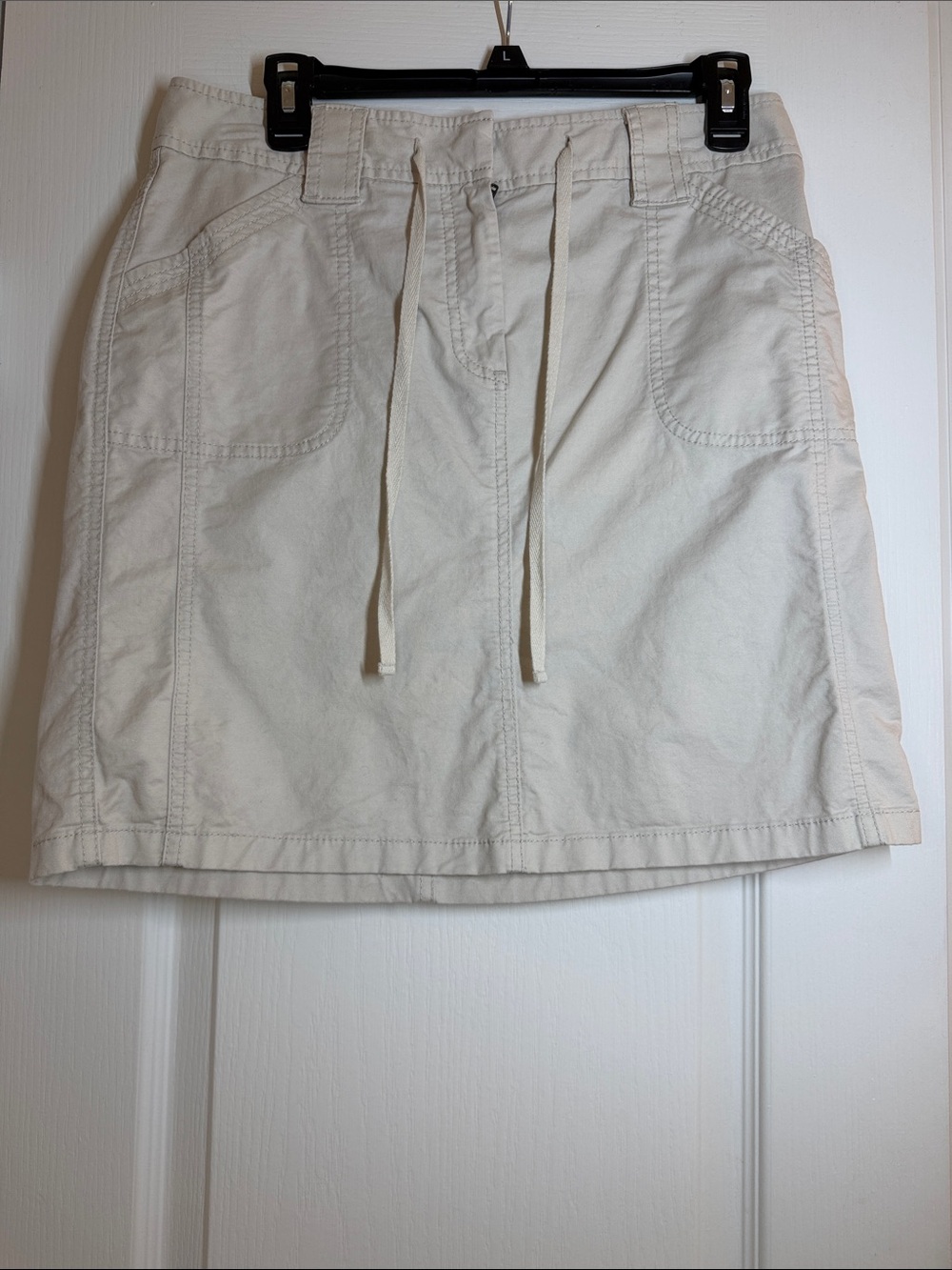 Ann Taylor Casual Drawstring Skirt in Light Beige
